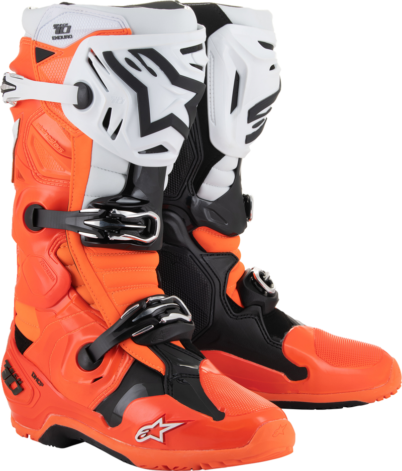Alpinestars Tech 10 Enduro Boots - Fluorescent Orange/Black/White