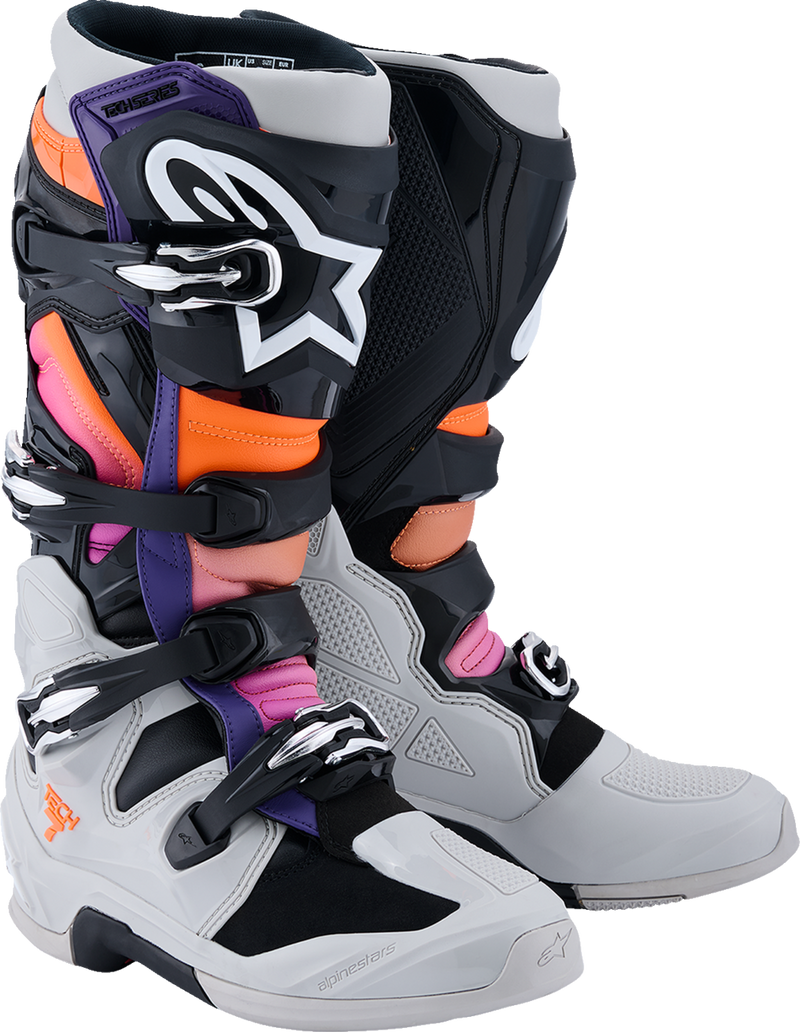 Alpinestars Tech 7 Boots - Black/Light Gray/Fluorescent Orange/Magenta