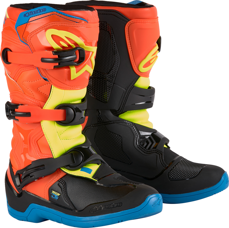 Alpinestars Youth Tech3S Boots - Orange/Blue/Yellow/Black