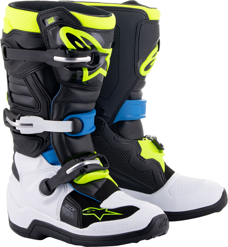 Alpinestars Youth Tech 7S Boots - Black/Blue/Yellow