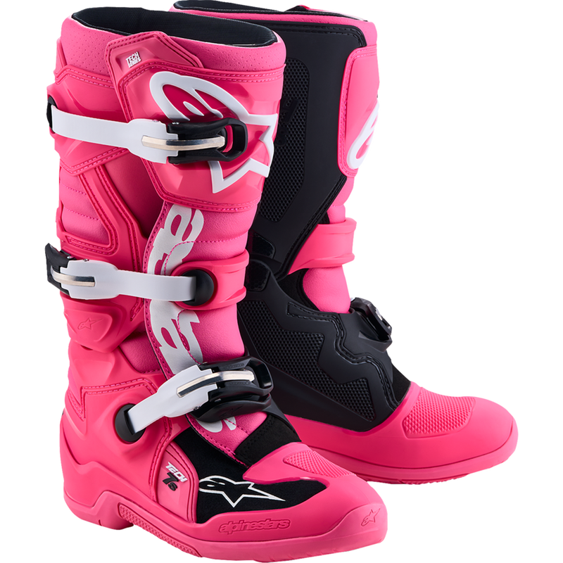 Alpinestars Youth Tech 7S Boots - Fluorescent Pink/Black/White