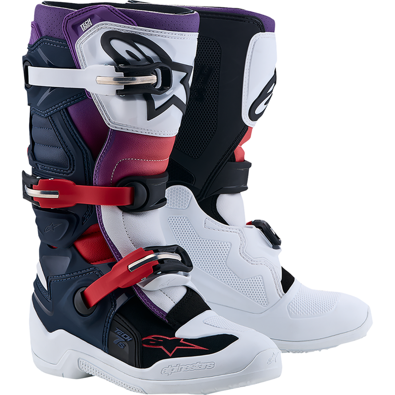 Alpinestars Youth Tech 7S Boots - Dark Blue/White/Black/Purple