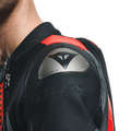Audax D-Zip - Men's 1-Piece Motorcycle Perforated Leather Suit - Black/Red-Fluo/Anthracite