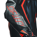 Audax D-Zip - Men's 1-Piece Motorcycle Perforated Leather Suit - Black/Red-Fluo/Anthracite