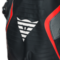 Audax D-Zip - Men's 1-Piece Motorcycle Perforated Leather Suit - Black/Red-Fluo/Anthracite