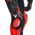 Audax D-Zip - Men's 1-Piece Motorcycle Perforated Leather Suit - Black/Red-Fluo/Anthracite
