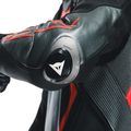 Audax D-Zip - Men's 1-Piece Motorcycle Perforated Leather Suit - Black/Red-Fluo/Anthracite