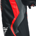 Audax D-Zip - Men's 1-Piece Motorcycle Perforated Leather Suit - Black/Red-Fluo/Anthracite