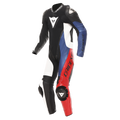 Demon Sprint - Men's One-Piece Perforated Leather Motorcycle Suit - Black/White/White