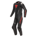 Demon Sprint - Men's One-Piece Perforated Leather Motorcycle Suit - Black/White/White