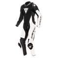 Demon Sprint - Men's One-Piece Perforated Leather Motorcycle Suit - Black/White/Red-Lava