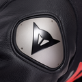 Demon Sprint - Men's One-Piece Perforated Leather Motorcycle Suit - Black/Black/Red-Lava