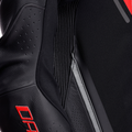 Demon Sprint - Men's One-Piece Perforated Leather Motorcycle Suit - Black/Black/Red-Lava