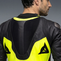 Demon Sprint - Men's One-Piece Perforated Leather Motorcycle Suit - Black/Yellow-Fluo/Yellow-Fluo