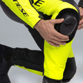 Demon Sprint - Men's One-Piece Perforated Leather Motorcycle Suit - Black/Yellow-Fluo/Yellow-Fluo