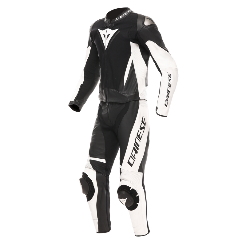 Demon Sprint - Two-Piece Motorcycle Suit In Leather Men - Black/White/White