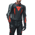 Laguna Seca 5 - Men's 2-Piece Motorcycle Leather Suit - Black/Anthracite/Red-Fluo
