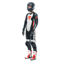 Grobnik - Women's 1-Piece Motorcycle Perforated Leather Suit - Black/White/Red-Fluo