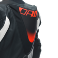 Grobnik - Women's 1-Piece Motorcycle Perforated Leather Suit - Black/White/Red-Fluo