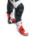 Grobnik - Women's 1-Piece Motorcycle Perforated Leather Suit - Black/White/Red-Fluo