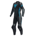 Grobnik - Women's 1-Piece Motorcycle Perforated Leather Suit - Black/White/Red-Fluo
