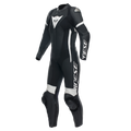 Grobnik - Women's 1-Piece Motorcycle Perforated Leather Suit - Black/White/Red-Fluo