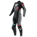 Fulminea - Women's Two-Piece Leather Suit - Black/Anthracite/White