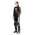 Fulminea - Women's Two-Piece Leather Suit - Black/Anthracite/White