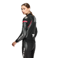 Fulminea - Women's Two-Piece Leather Suit - Black/Anthracite/White