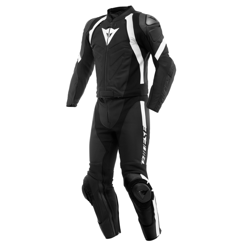 Avro 4 - Men's 2-Piece Motorcycle Leather Suit (Short/Tall) - Black-Matt/Black-Matt/White