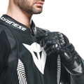 Laguna Seca 5 - Men's 2-Piece Motorcycle Perforated Leather Suit - Black/Black/White