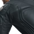 Laguna Seca 5 - Men's 2-Piece Motorcycle Perforated Leather Suit - Black/Black/White