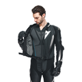 Laguna Seca 5 - Men's 2-Piece Motorcycle Perforated Leather Suit - Black/Black/White