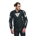 Avro 5 - Men's Motorcycle Leather Jacket - Black/White/Anthracite