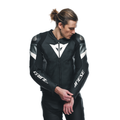Avro 5 - Men's Motorcycle Leather Jacket - Black/White/Anthracite