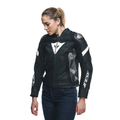 Avro 5 - Women's Motorcycle Leather Jacket - Black/Black/White