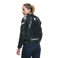 Avro 5 - Women's Motorcycle Leather Jacket - Black/Black/White