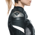 Avro 5 - Women's Motorcycle Leather Jacket - Black/Black/White