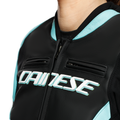 Racing 5 - Women's Leather Motorcycle Jacket - Black/Water