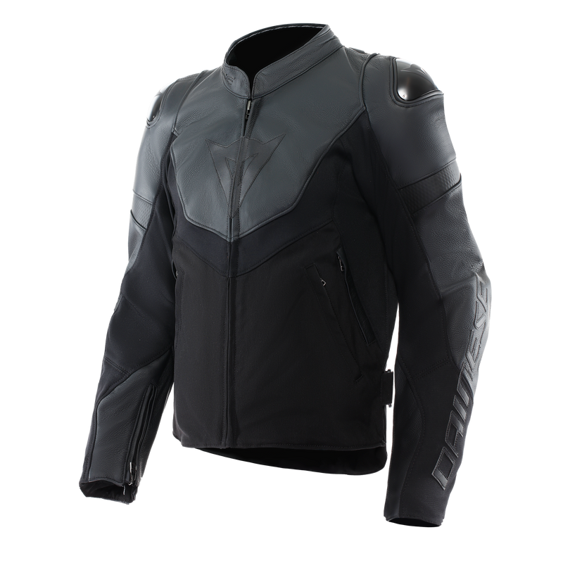 Iperattiva - Men Leather-Textile Motorcycle Jacket - Black/Black