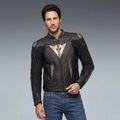 Super Speed 5 - Leather Motorcycle Jacket Men - Black/Black/Gold