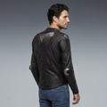 Super Speed 5 - Leather Motorcycle Jacket Men - Black/Black/Gold