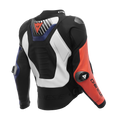 Super Speed 5 - Leather Motorcycle Jacket Men - Black/Blue/Fluo Red