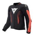 Super Speed 5 - Leather Motorcycle Jacket Men - Black/Blue/Fluo Red