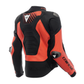 Super Speed 5 - Leather Motorcycle Jacket Men - Black/Red-Fluo/White