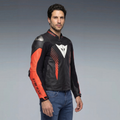 Super Speed 5 - Leather Motorcycle Jacket Men - Black/Red-Fluo/White