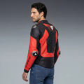 Super Speed 5 - Leather Motorcycle Jacket Men - Black/Red-Fluo/White