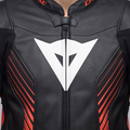 Super Speed 5 - Leather Motorcycle Jacket Men - Black/Red-Fluo/White