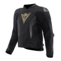 Super Speed 5 - Perforated Leather Motorcycle Jacket Men - Black/Black/Gold