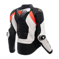 Super Speed 5 - Perforated Leather Motorcycle Jacket Men - Black/White/Red-Fluo